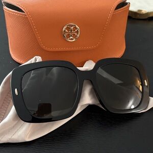 Tory Burch Black Frame Sunglasses with Orange Case